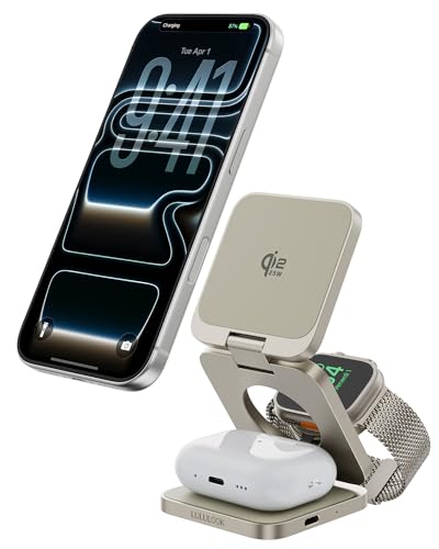 Station de charge 3 en 1 Qi2 LULULOOK en aluminium premium pour iPhone 17 Pro Max