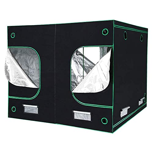 Quictent 96"X96"X78" Reflective Mylar Hydroponic Grow Tent With Heavy Duty Anti-Burst Zipper And Floor Tray For Indoor Plant Growing 8’X8’ #TOP5
