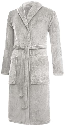 Brandsseller Damen & Herren Bademantel Coral Fleece Unisex leichter Morgenmantel Superweich