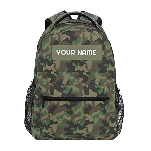 AUUXVA Custom School Backpack for Kids Boys with Name/Text, Personalized Camo Laptop Backpack Add Your Name Student College School Bag Customized Bookbag for Primary Middle Junior High Back to School