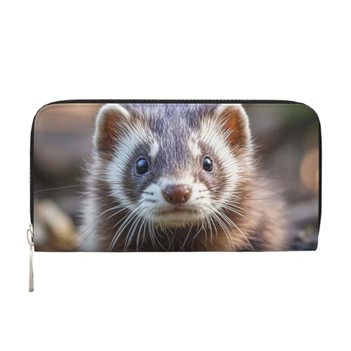 Pu Leather Wallet For Women Girl, Zip Around Credit Card Holder Cute Raccoon Long Wallet Clutch Purse Waterproof Travel Handbag