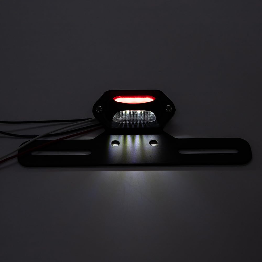 Faro Posteriore Moto con Supporto Fanale Posteriore Moto LED Fanale Stop Omologato E24 Compatibile con Street Cruiser Chopper Cafe Racer
