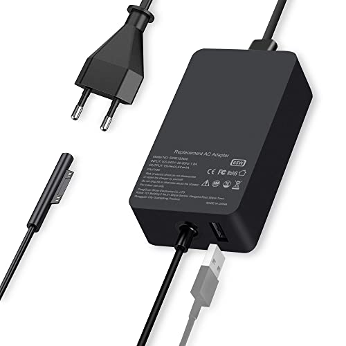 Chargeur Surface Pro 65w, Compatible avec Surface Pro 3/4/5/6/7 Surface go 2/1, Compatible avec Microsoft Surface Book Notebook/Tablette