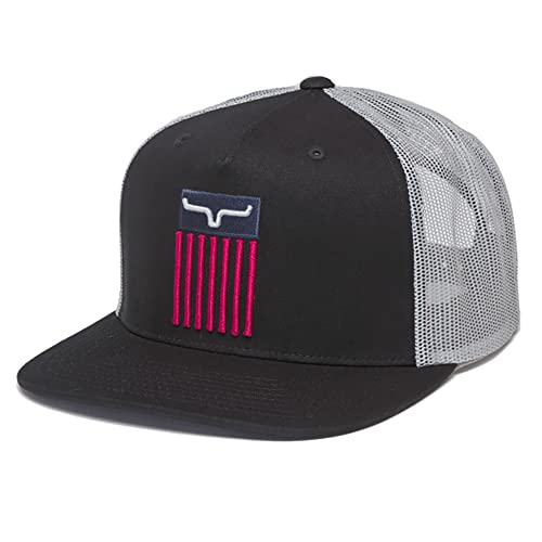Image of Kimes Ranch Men's Cody Embroidered Flag Logo Mesh-Back Trucker Cap