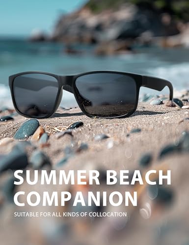 Image of Polarized Sunglasses for Men Women, Lightweight Square Mens Sunglasses UV Protection for Driving Fishing Golf