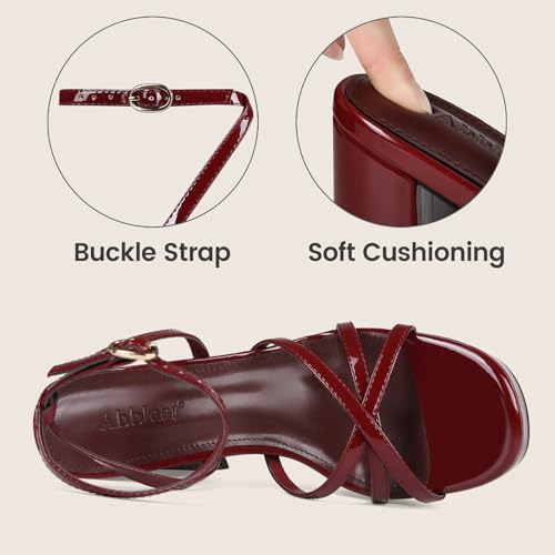Image of Platform Heels for Women Strappy Chunky Heels Thick High Heel | Lace Up High Heel Sandals Square Open-Toe Tall Wide Block Sandal Wedding Party Evening Prom Dance Dress Shoes