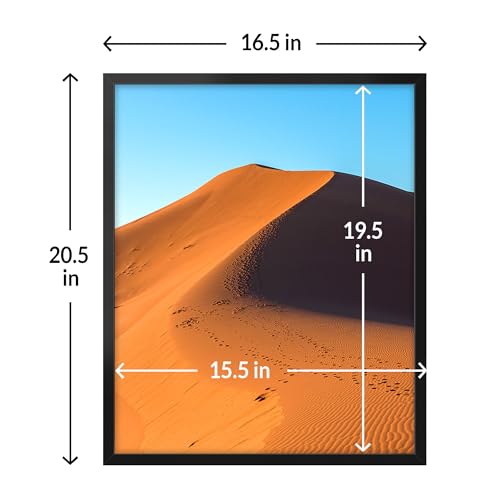 LaVie Home 16x20 Picture Frame for Wall Display, 16x20 Black Picture Frame with HD Plexiglas, 16 x 20 Poster Frame 1 Pack, Display Frame for Vertical or Horizontal, Classic Collection