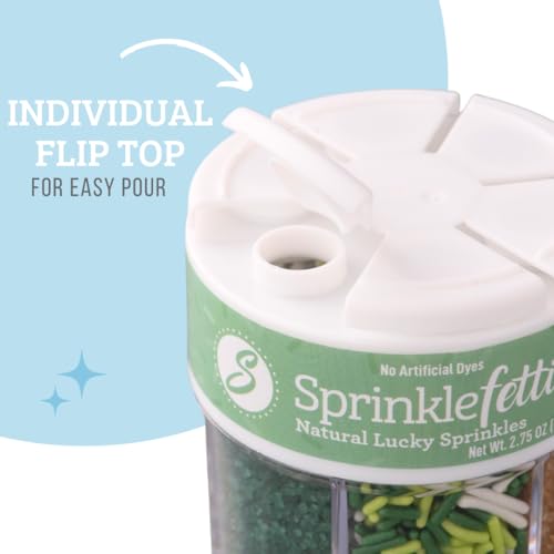 Image of Sweets Indeed Dye Free St. Patricks Day Sprinkles, 6 Cell Sugar and Jimmies, No Artificial Dyes, Edible Sprinkle Mix Jimmies Perfect for Cake Decorations Baking Ice Cream Cookies Cupcake Topper (Shamrock)
