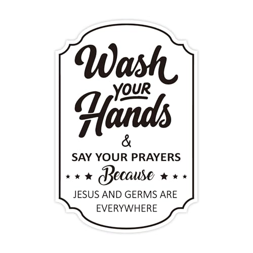 Wash Your Hands Funny Rule Sign for Bathroom and Business 7x5IN Self Adhesive Cute Wash Hands Sticker for Restroom Toilet Door Wall Decor(White)