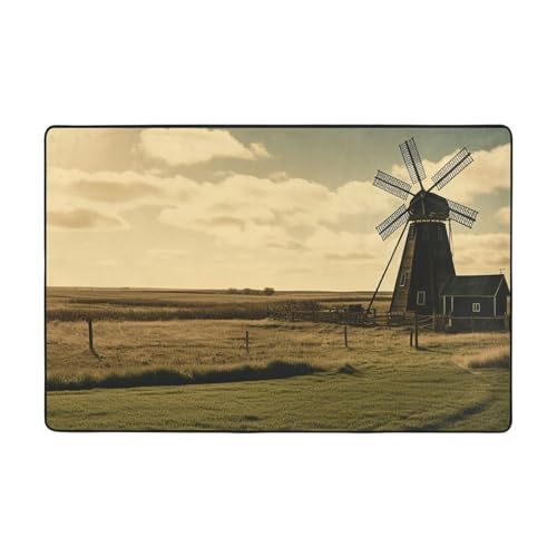 Tapis de sol absorbant grand format noir au design vintage raffiné