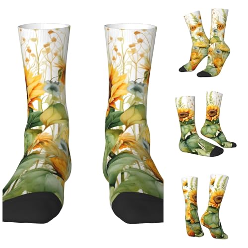 LZQPOEAS Sunflower and Corn Athletic Socks Unisex Cushioned Crew Socks Hiking Running Calf Sock Soft Above Ankle Sock