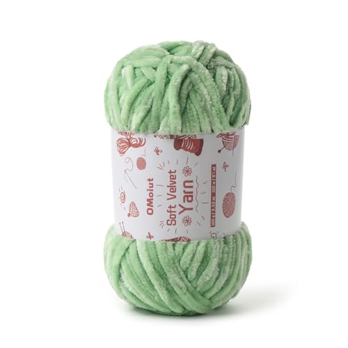 Image of 100g Fluffy Velvet Chenille Yarn for Crocheting and Knitting, 80m (87.5yd) Baby Yarn for Crocheting Soft, Crochet Chunky Yarn Amigurumi Yarns (Light Green)