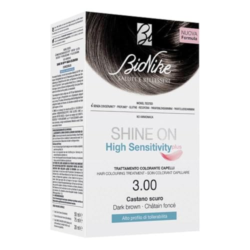 Bionike Shine On High Sensitivity - Trattamento Colorante Capelli, Kit Tinta Alta TollerabilitĂ Senza Ammoniaca, Azione Lenitiva, Dona un Colore Brillante, Copre i Capelli Bianchi