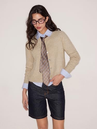 Image of CIDER Knit Round Neckline Solid Cardigan