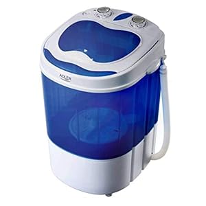 ADLER AD8051 Draagbare, toeristische wasmachine met een capaciteit van 3 kg, wit/blauw [Energieklasse A++]