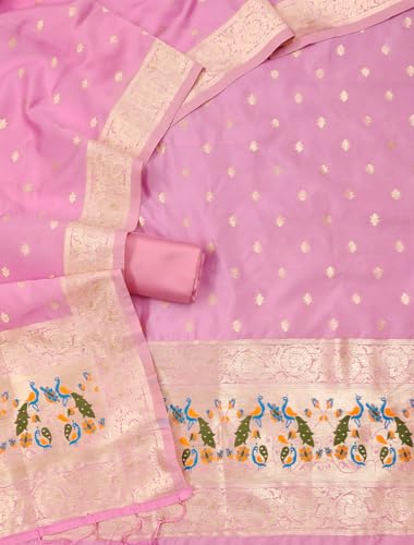 Image of DEVANGI Women's Pathni Banarasi Silk Unstitched Salwar Suit Dress Material With Dupatta