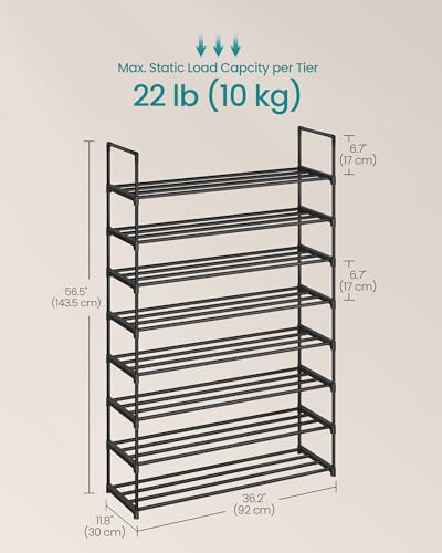 Image of SONGMICS Shoe Rack, 8-Tier Shoe Organizer, Metal Storage Shelf