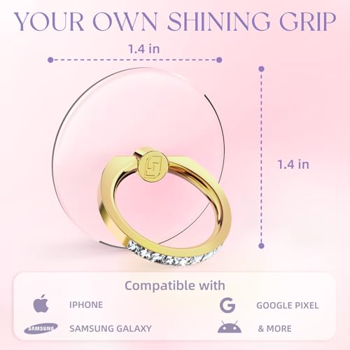 Transparent Phone Ring Holder 2 Pcs, Clear Cell Phone Ring 2 Rose Gold Diamond - Photo 26 sur 31