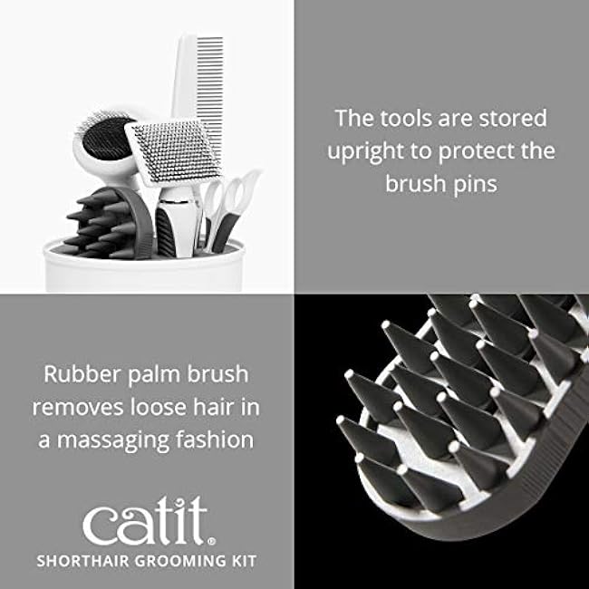 Catit Senses 2.0 Short Hair Cat Grooming Kit,White, 6 Piece Set-y1HRPW2Q