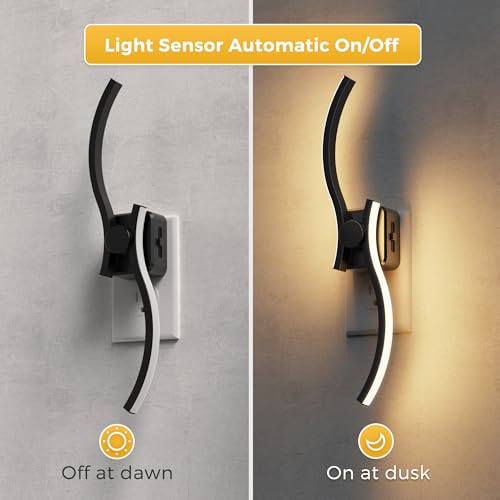 Image of L LOHAS LED Night Light, 2 Pack Night Lights Plug into Wall, Modern Wall Sconces with Dusk to Dawn Sensor, Dimmable Wave Plug in Night Light, 3000K Soft White for Bedroom Living Room