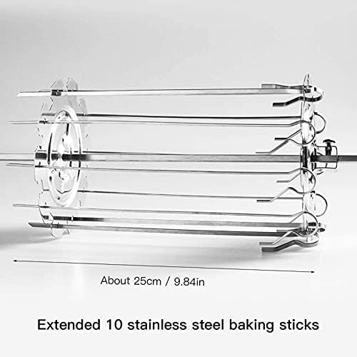 BuyWeek BBQ Barbecue Rotisserie Skewers, Stainless Steel BBQ Grill Rotating Skewer BBQ Roaster Grill Rack Kebab Maker