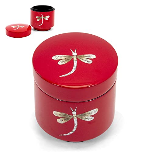 Boîte en Bois Laqué Rouge, Libellule, Fait Main, H10cm - Coffret de Rangement pour Bijoux, Bague, Bracelet, Collier - Décoration Asiatique (S48-6733) Cover