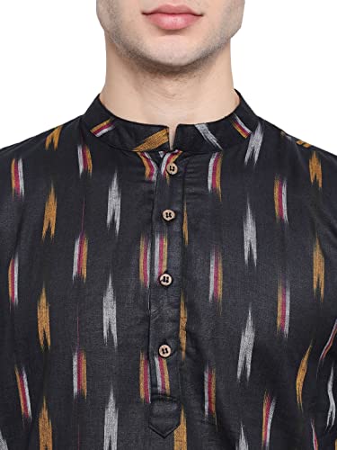 Image of Vastraa Fusion Men's Printed Kurta Pure Cotton Long Kurta, Round Collar, Full Sleeves, Button Kurta, Ethnic Wear