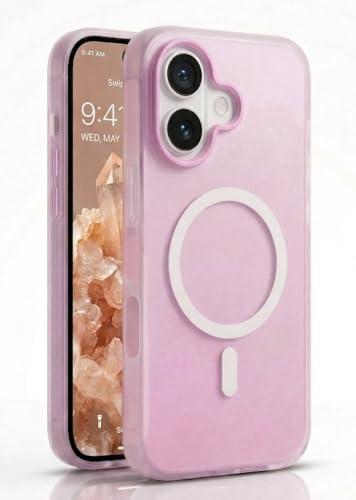 Image of amazon basics Luxury MagSafe Compatible Magnetic Case for iPhone 17 | Soft Touch Matte Pastel Finish | Shockproof Back Cover with Camera Protection (Purple)