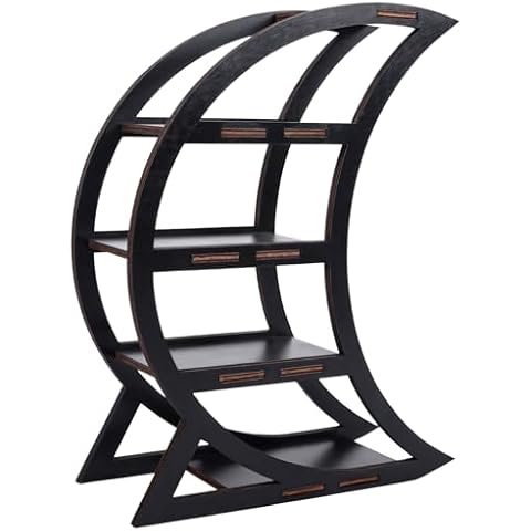 Epicover Moon Phase Crystal Display Shelf, Black Wooden Crescent Organizer Stand, Decorative Tiered Storage Rack for Healing Stones, Crystals, Minerals, Home Decor Collectibles Cover