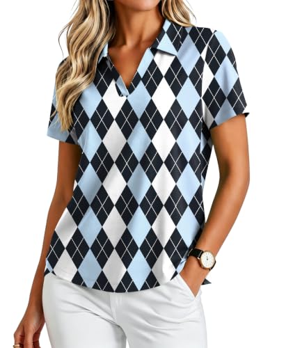 Image of PINSPARK Womens Golf Shirt Short Sleeve Polos UPF 50+ Collared Tennis Tops