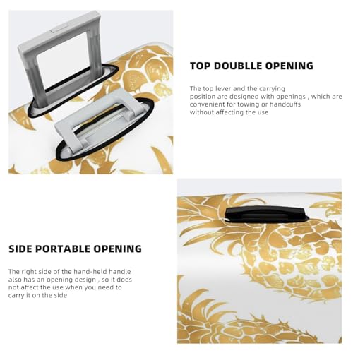 Golden Colored Pineapple Fruit Travel Luggage Cover Elastic Suitcase Covers Washable Anti Scratch Luggage Dust Covers Protector, Fits 25-28 inch Luggage, L4