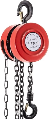 Hand Chain Hoist 1 Ton (2200 Lbs) - 10ft Lift Manual Hoist With Hooks For Garage, Warehouse & Construction
