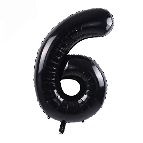 Image of TONIFUL 40 Inch Black Number 6 Balloons Large Foil 6th Birthday Decorations