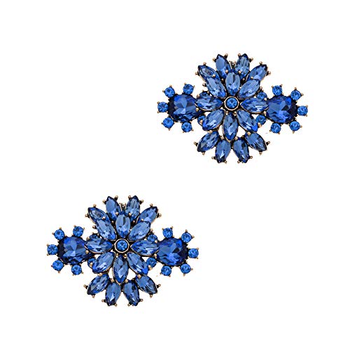 Clips de chaussures mariage fleur bleu en strass cadeau demoiselle