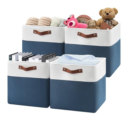 13 Inch Cube Storage Bins,Set of 4 , Foldable Storage Basket with...