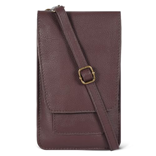 Image of Oak Leathers Small Crossbody Bag For Women - Mini Cell Phone Purse - Crossover Wallet Bag With Adjustable Shoulder Strap