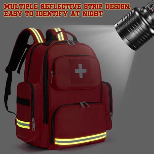 Image of Gatycallaty First Aid Backpack Medical Emt First Responder Bag Empty Ems Emergency Home Health Hiking Trauma Travel Camping (Red, Large - pack of 2)