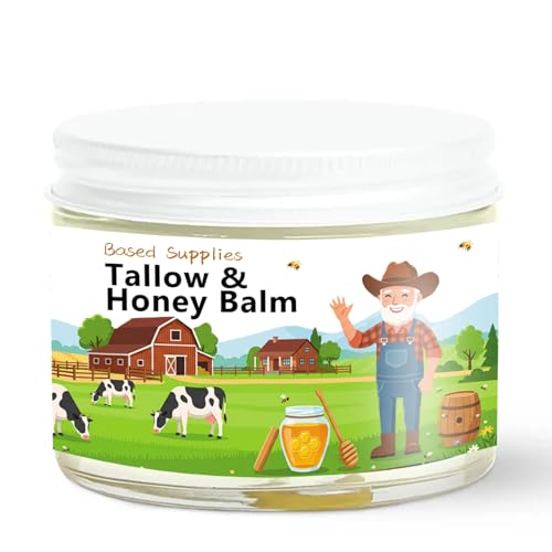 BASED SUPPLIES Tallow And Honey Balm Beef Tallow And Honey Balm for Face Deep Hydration for Dry Sensitive Skin Natural Formula Hydrated Skin (1pcs)