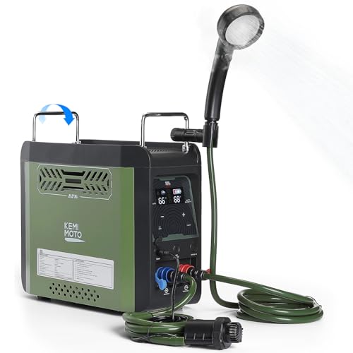 KEMIMOTO Portable Water Heater Constant Temperature, Propane Water Heater with Pump, Max 100 Mins 3s Instant Hot 20,000 BTU, 4000mAh Rechargeable Battery, Suits for Outdoor Camping Hunting Cleaning