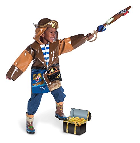 Kidorable Pirate Umbrella, Brown, One Size for Toddlers and Big Kids, Lightweight Child-Sized Nylon Rain Proof Umbrella