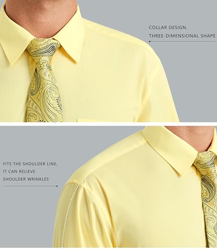 Image of HISDERN Mens Dress Shirt with Tie Pocket Square Set Classic Button Down Shirt Matching Tie Long Sleeve Shirts