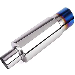 2 inches Inlet 3 inches Outlet Exhaust Tip Universal Stainless Steel Exhaust Burnt Muffler,14.8 inches Length,Blue