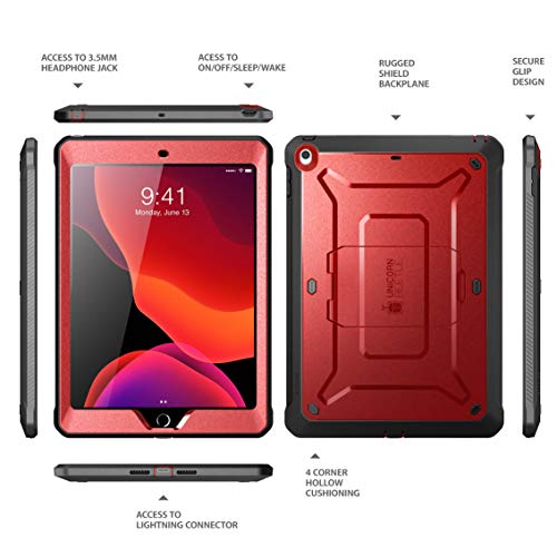 Image of SUPCASE Designed for iPad 10.2 2019 Case, [Unicorn Beetle Pro Series] with Built-in Screen Protector and Dual Layer Full Body Rugged Protective Case for iPad 7th Generation (MetallicRed)