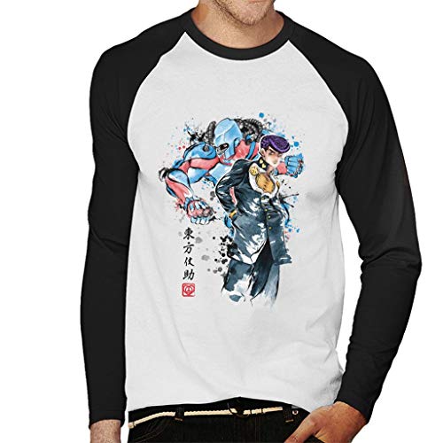 Jojos Bizarre Adventure Watercolour Style Men's Baseball Long Sleeved T-Shirt White/Black