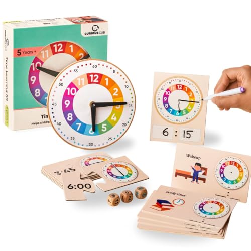Image of Curious Cub Learning Clock for Kids | Educational Toys for 5+ Year Old | Fun Time Learning Kit | Activity Toys for 6 Year Old Boys, Girls & Educational Board Games for Kids | Ideal Birthday Gift
