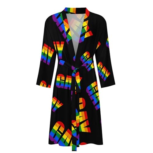 Gay Proud Rainbow LGBT Mens Bath Robe Lightweight Soft Bathrobe Knee Length Spa Sleepwear4