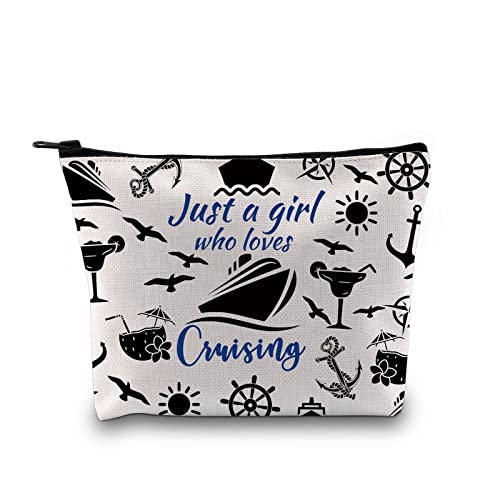 Cruise Trip Vacation Gift Family Cruise Gift Just a Girl Who Loves Cruising Travel Makeup Bag Cruising Lover Gift (Loves Cruising Bag EU)