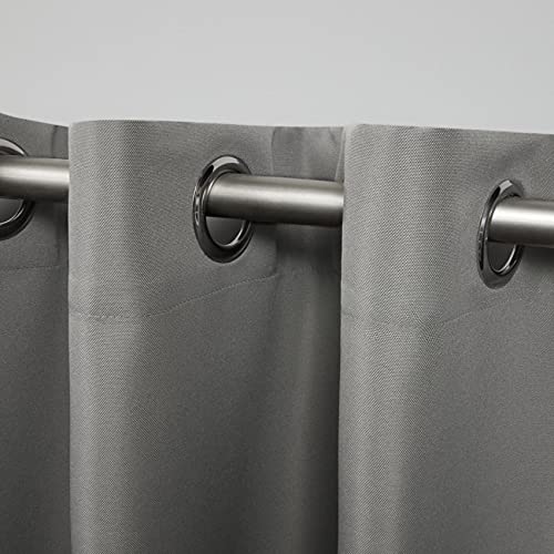 TOWN & COUNTRY BASICS Exclusive Home Cabana Solid Indoor/Outdoor Light Filtering Grommet Top Curtain Panel Pair, 54"x96", Medium Grey - Image 3
