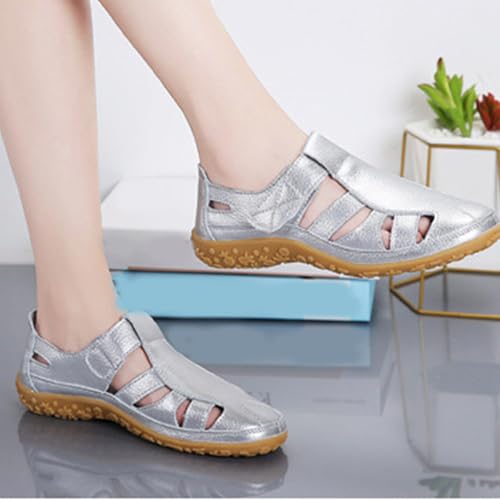 Womens Fashion Summer Boho Flat Non Slip Sandals Closed Toe Ankle Strap Beach Casual Shoes Boho Strappy Gladiator Sandals3