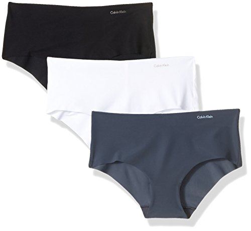 Calvin Klein Women's 3 Pack Invisibles Hipster Panty, Black/White/Speakeasy, X-Large